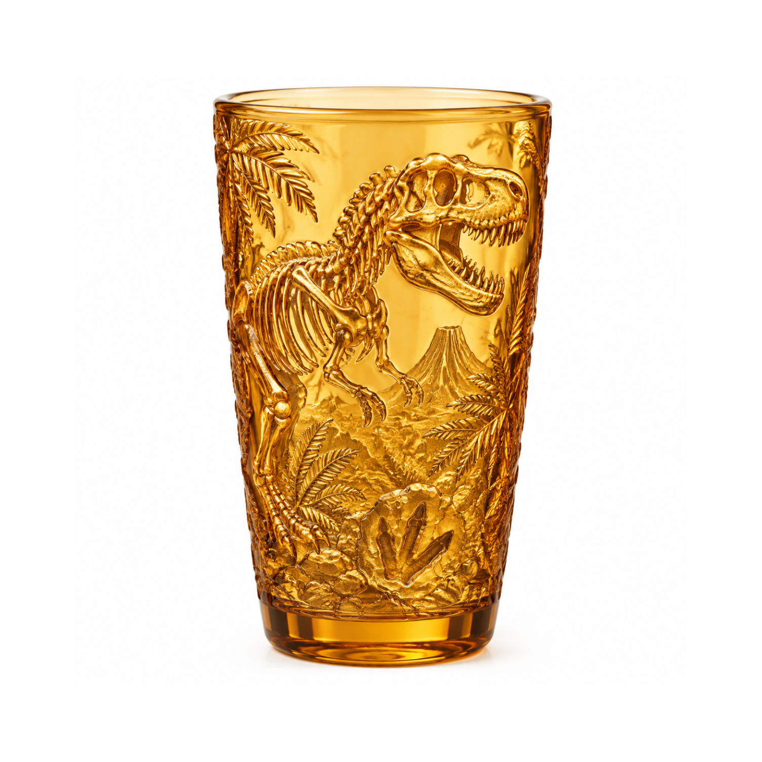 Dinosaur Fossil Glass Collection | Prehistoric Amber & Jungle Green Tumbler Set
