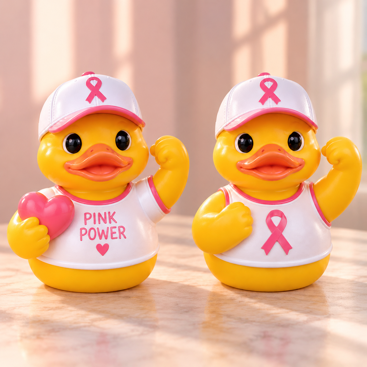 Pink Ribbon Hope Duck Figurine | Inspirational Pink Ribbon Month Resin Collectible Decor
