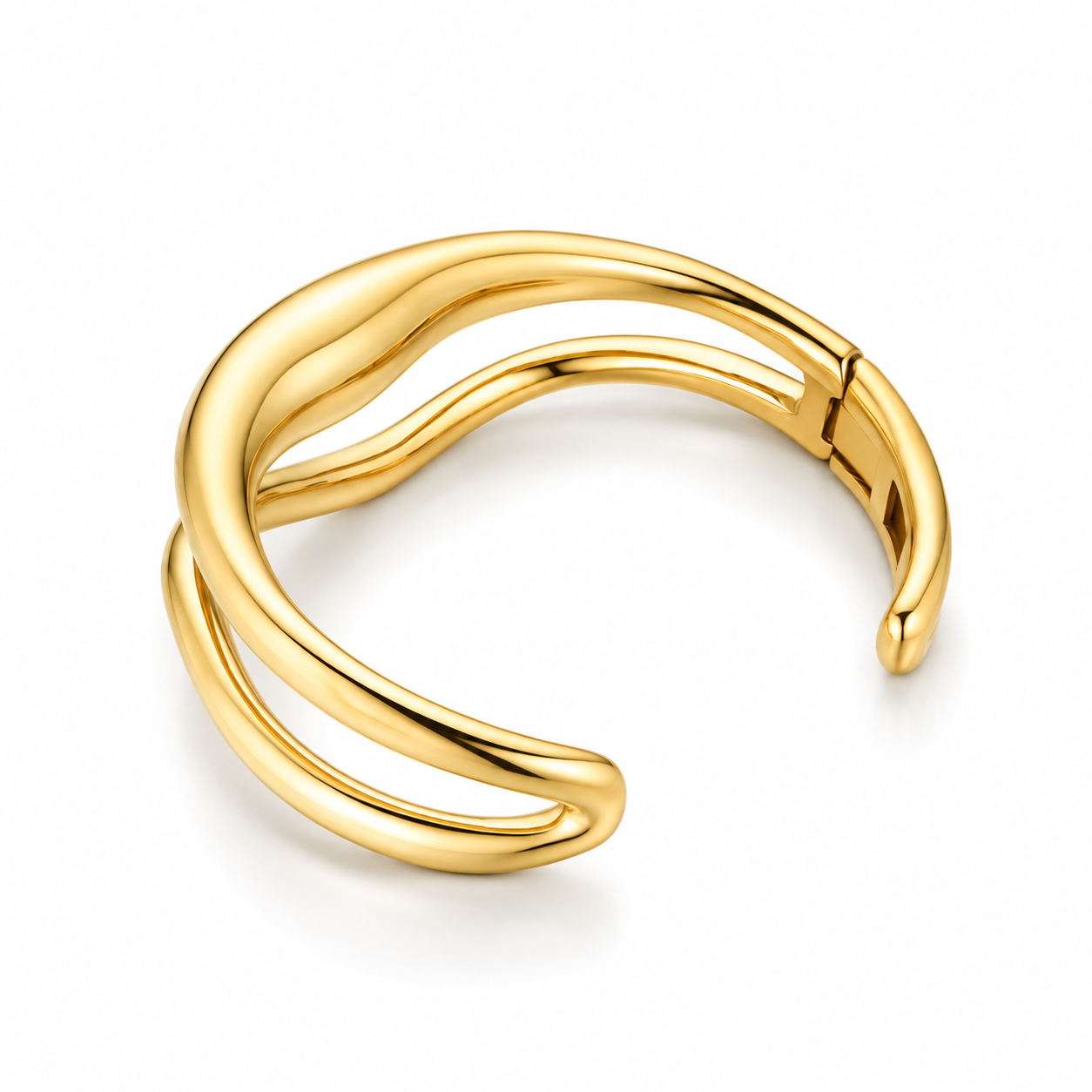 Sculptural Double Wave Cuff Bracelet