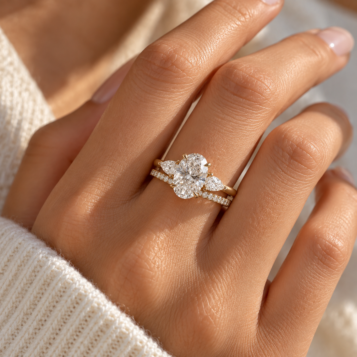Oval Moissanite Bridal Ring Set