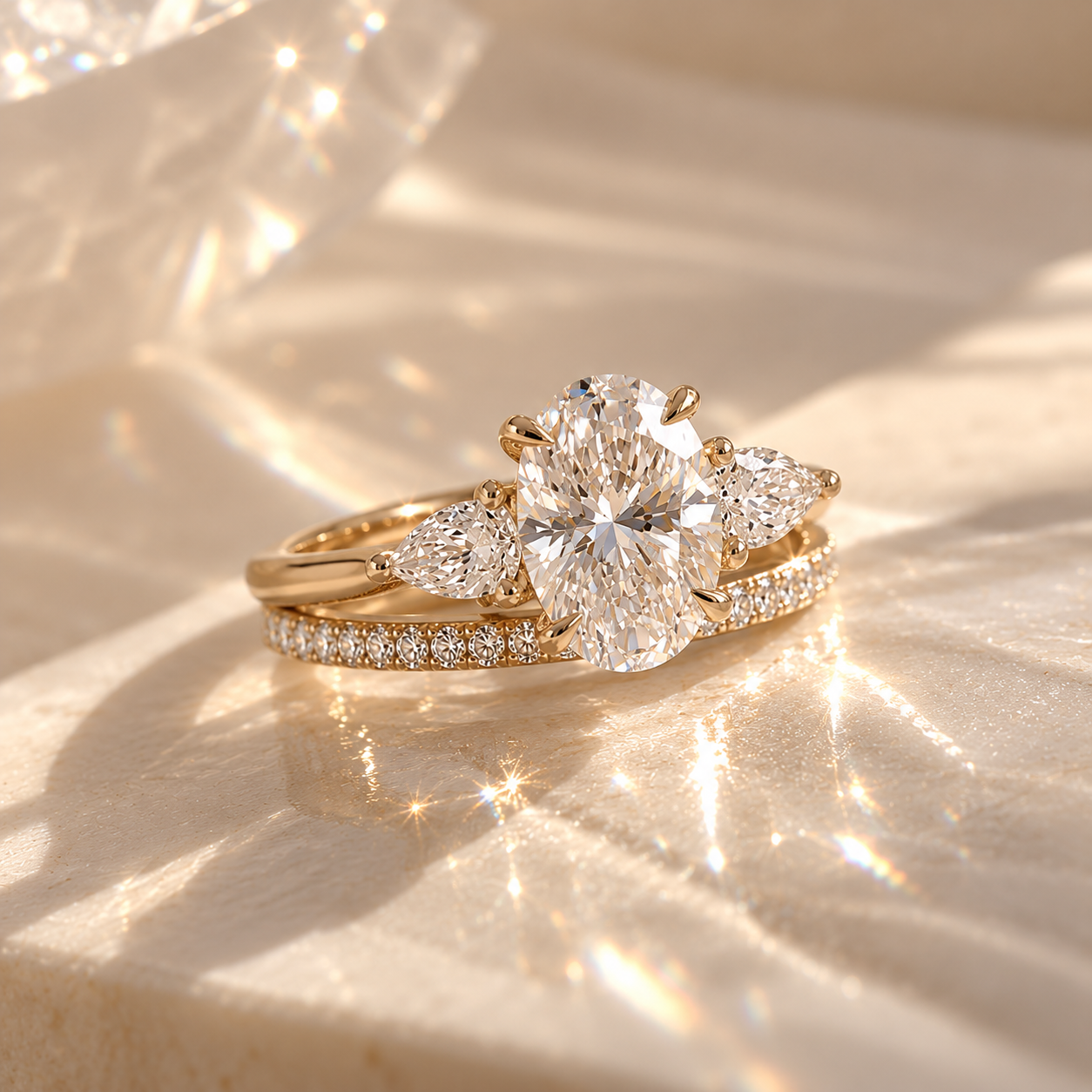 Oval Moissanite Bridal Ring Set