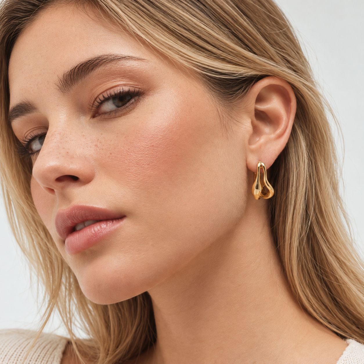 Sculptural Wave Hoop Earrings