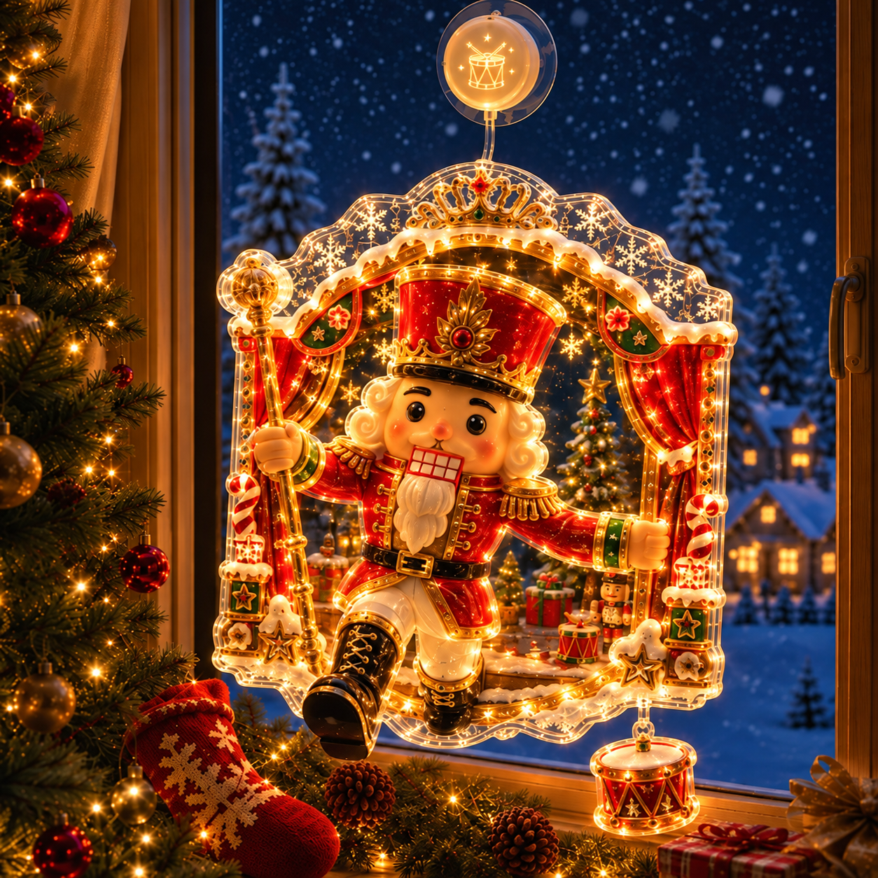 ✈️Last Day 70% OFF✨🎄Lighted Christmas Window Decoration with Suction Cup | Warm LED Window Light with Double-Layer Design & Multiple Festive Styles Flat Version✨