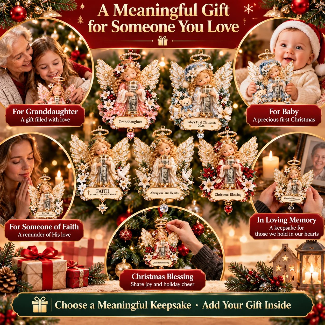 ⏰ LAST DAY 70% OFF! 👼💵 3D Angel Christmas Cash Gift Ornament – Holiday Money Holder Keepsake ✨