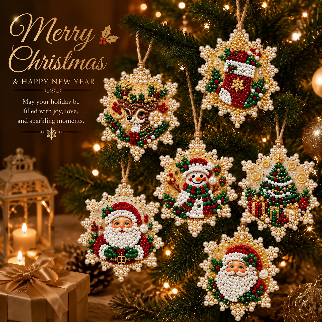 🎄6Pcs Christmas DIY Diamond Painting Ornaments Kit