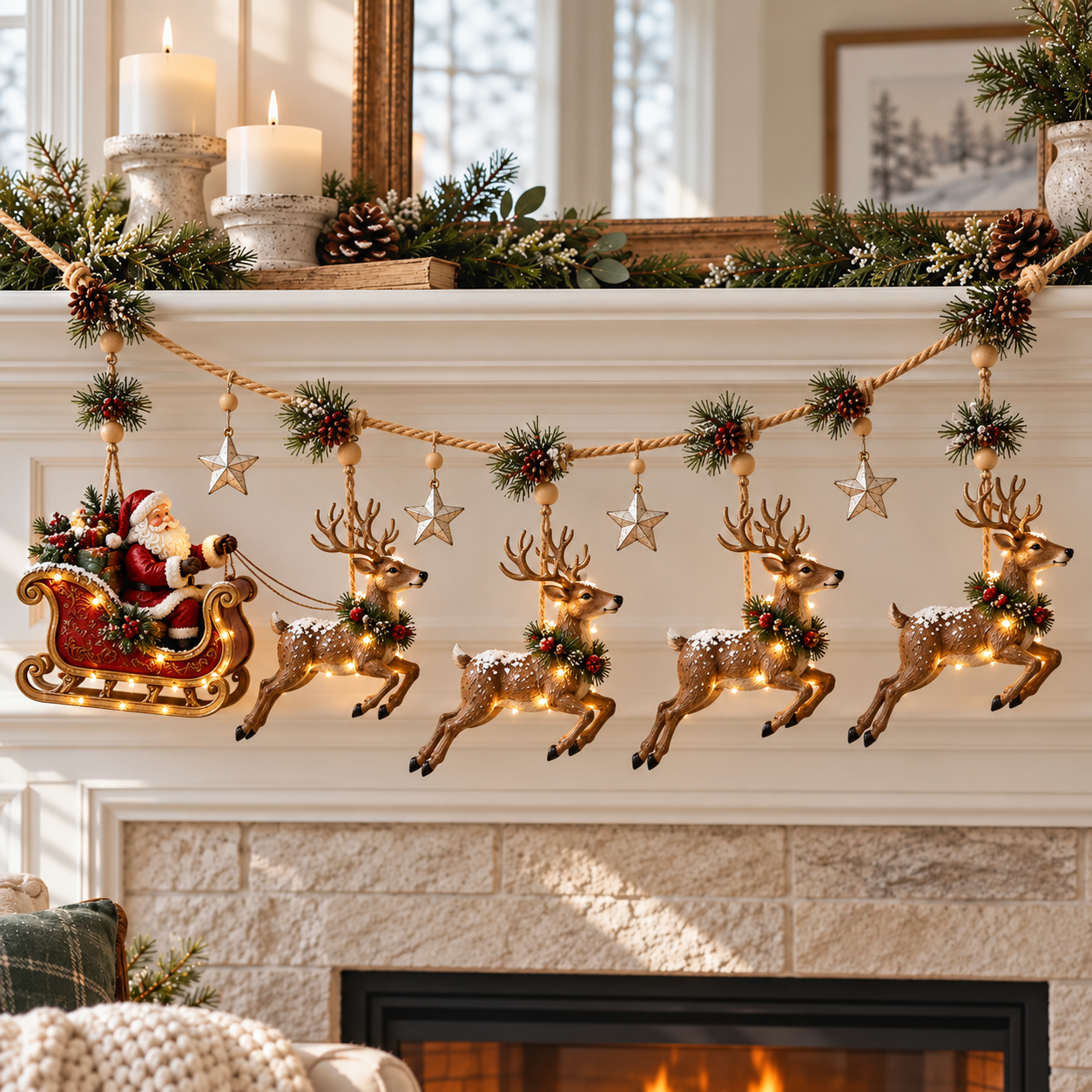 🦌🎄Lighted Woodland Christmas Garland