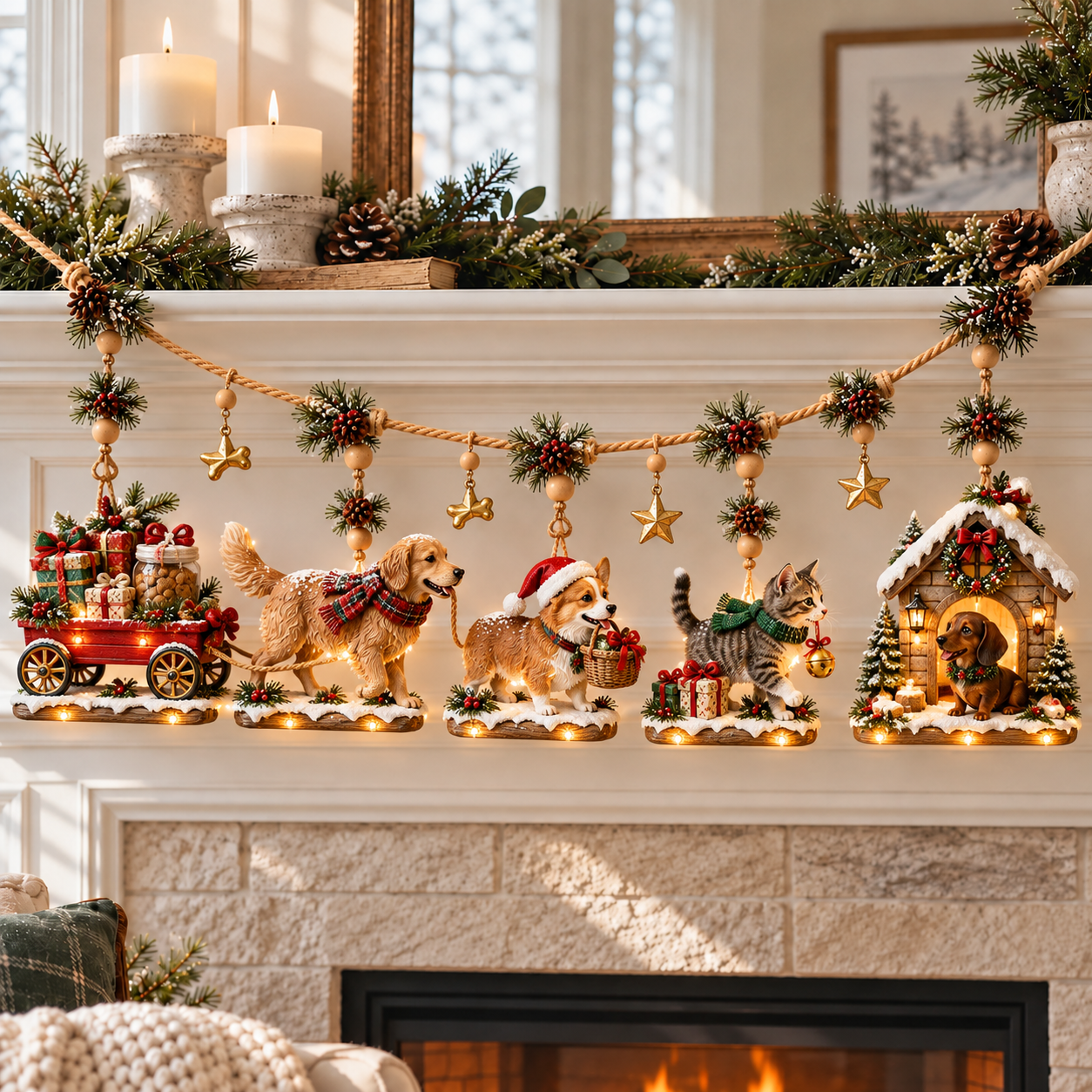 🦌🎄Lighted Woodland Christmas Garland