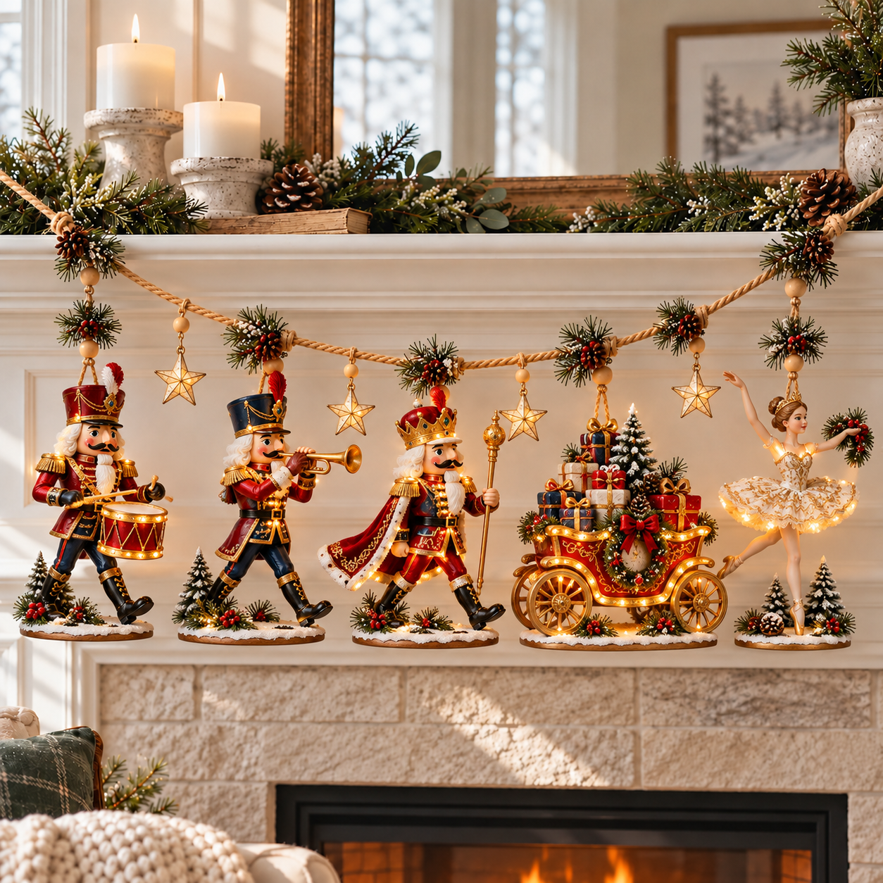 🦌🎄Lighted Woodland Christmas Garland