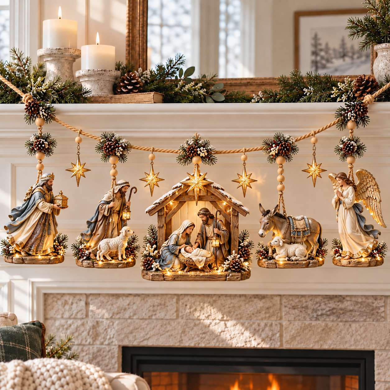 🦌🎄Lighted Woodland Christmas Garland