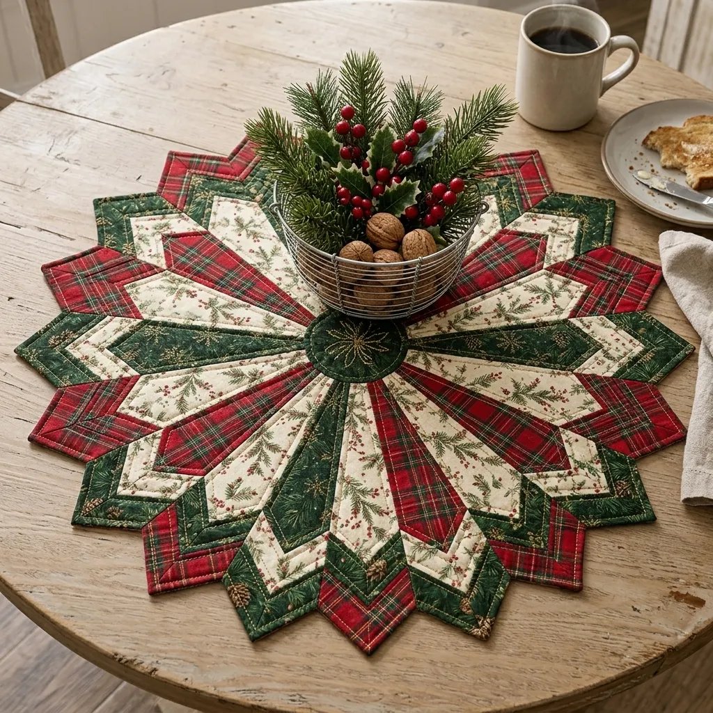 🎄Holiday Star Table Topper Quilting Template Set | DIY Sewing Kit, Not Finished Tablecloth