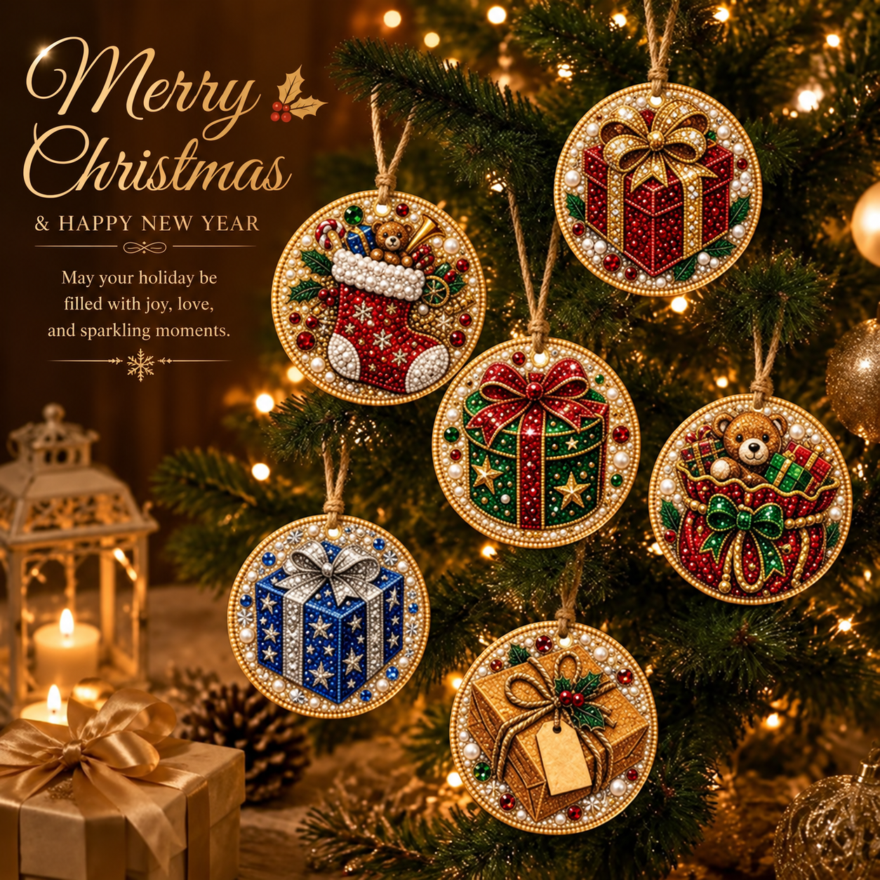 🎄6Pcs Christmas DIY Diamond Painting Ornaments Kit