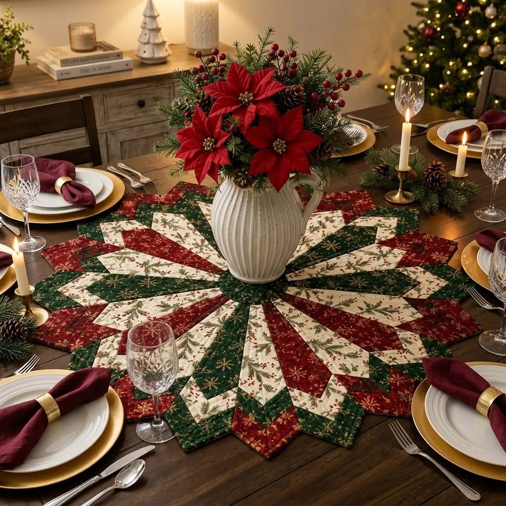 🎄Holiday Star Table Topper Quilting Template Set | DIY Sewing Kit, Not Finished Tablecloth