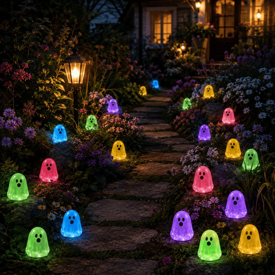 💥👻 Glow-in-the-Dark Mini Ghosts – 8-Colour Halloween Mix