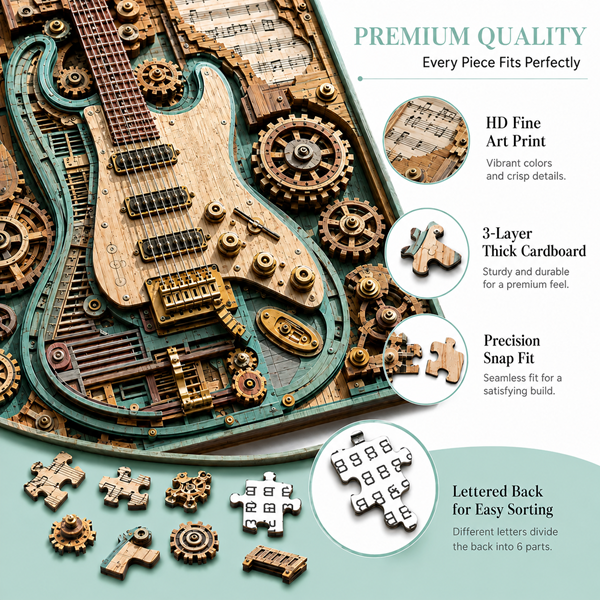 🔥LAST DAY 70% OFF 🧩Creative Steampunk Guitar 3D Puzzle