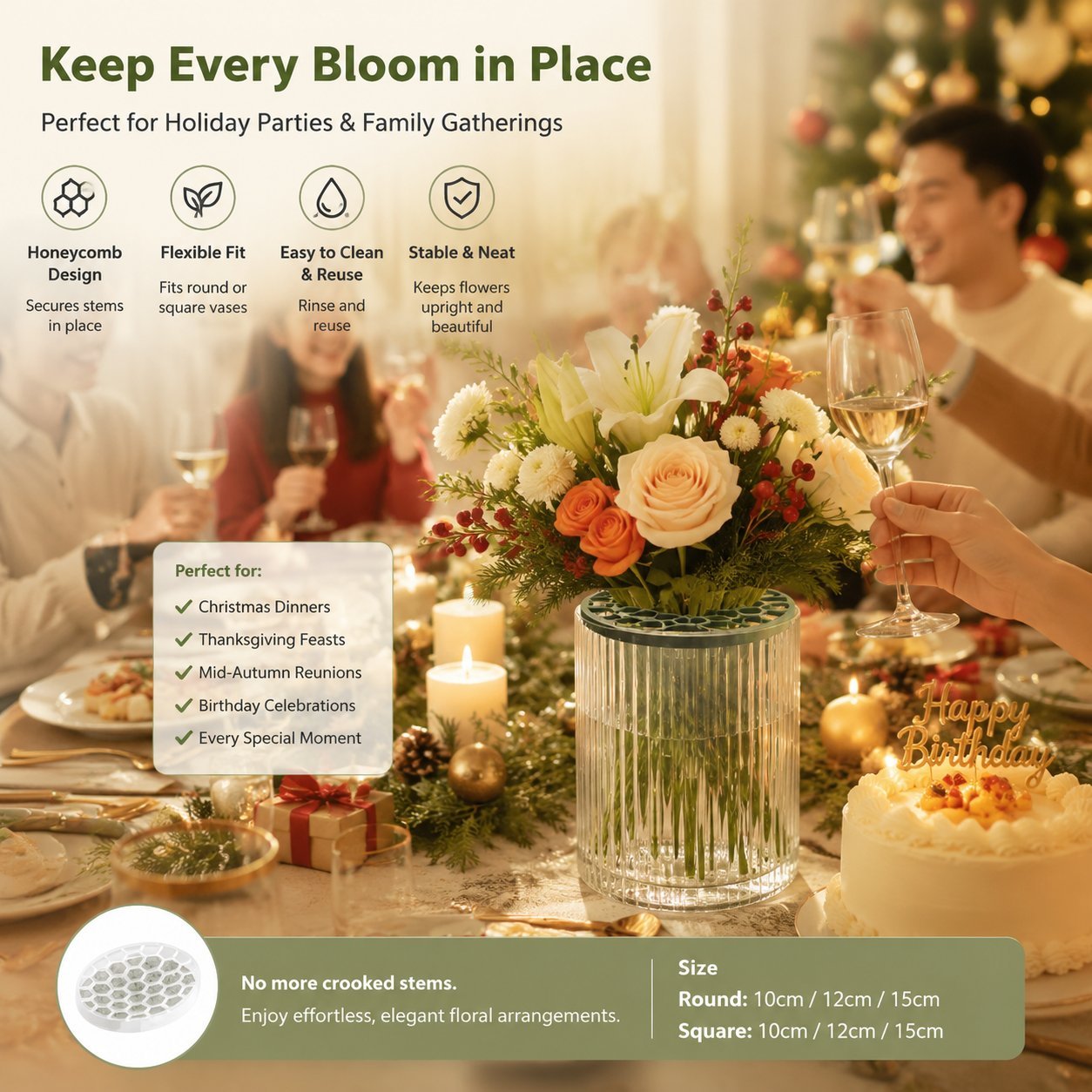 Silicone Honeycomb Flower Arrangement Grid Lid