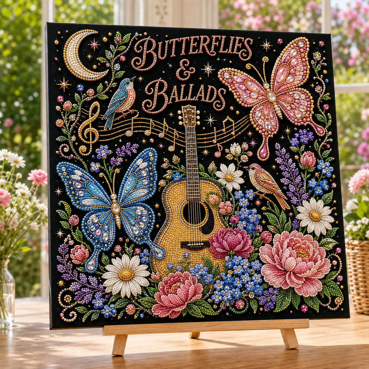 🎤 Premium 3D Pearl Country Music Tribute Art Kit | Luxury Flocked Canvas with Scratch-Resistant Non-Fading Acrylic Resin Pearls & Faceted Drills DIY Keepsake Decor 💎✨