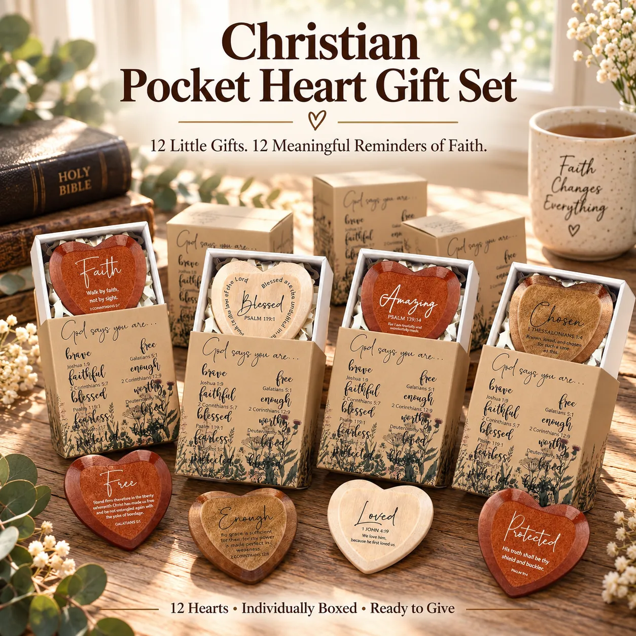 ⏳Last Day 70% OFF ✝️ Christian Pocket Heart Gift Set(Set of 12)