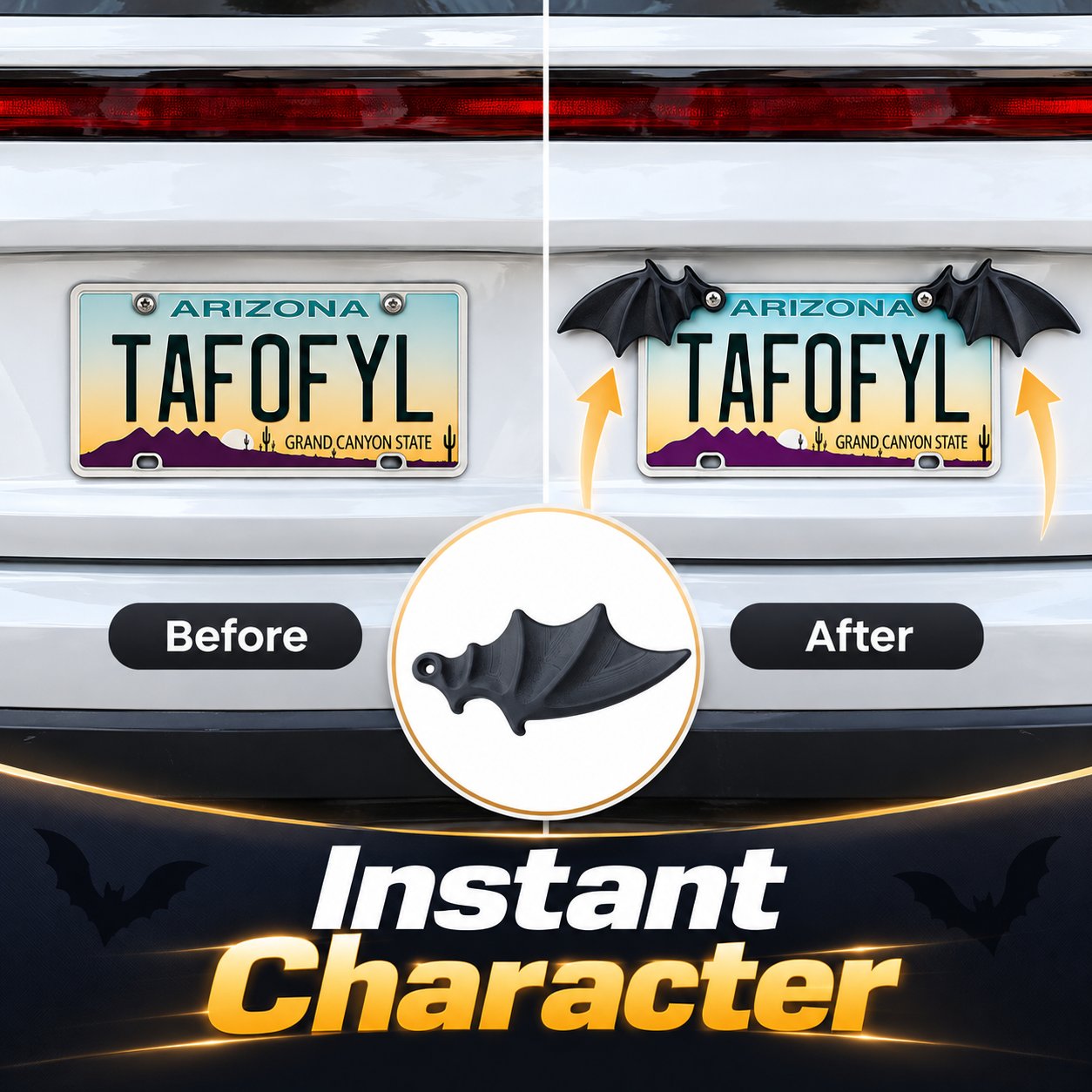 🔥HOT SALE 70% OFF - 🦇 Spooky Bat Wing License Plate Decor – Give Your Ride a Halloween Twist! 🎃(1 Pair)