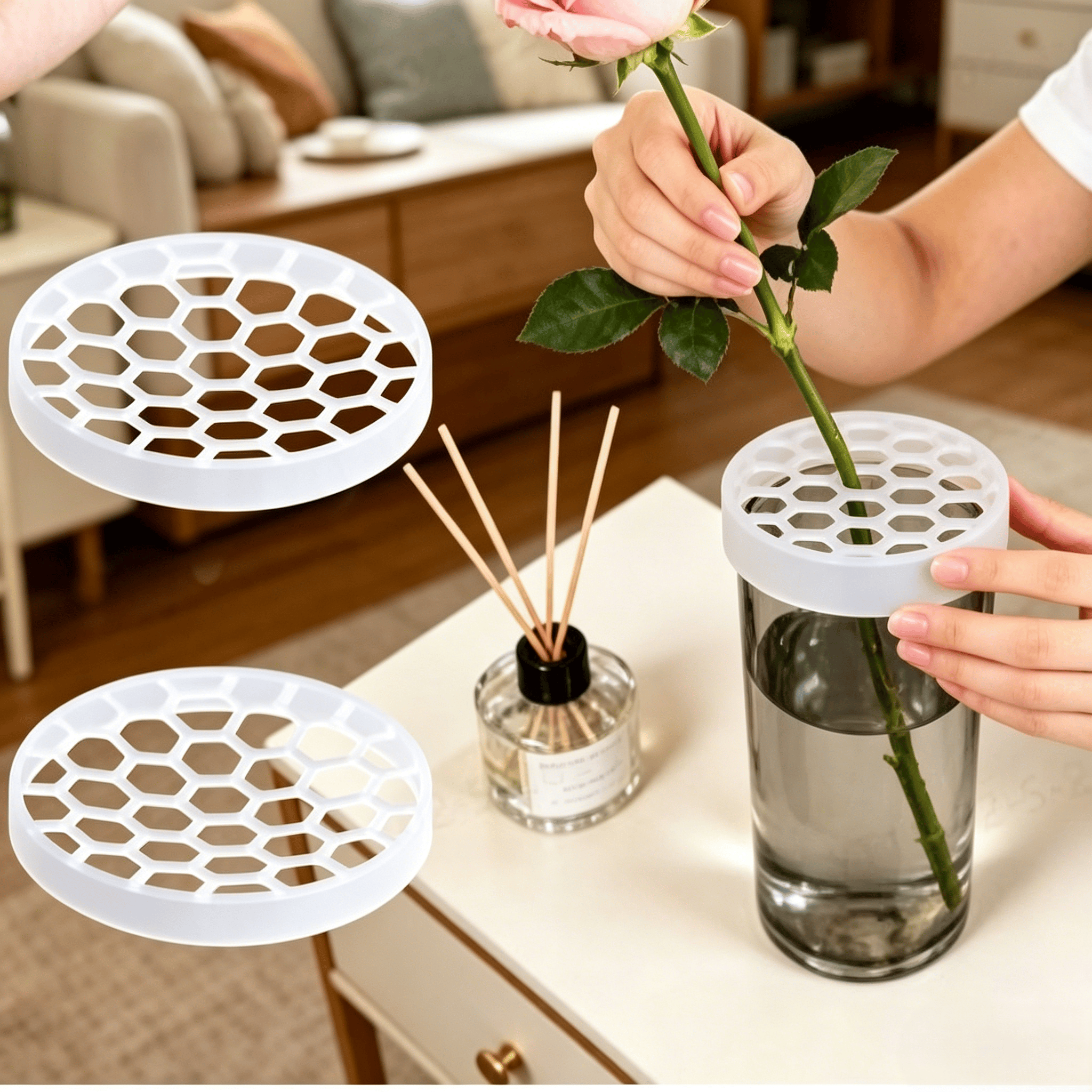 Silicone Honeycomb Flower Arrangement Grid Lid