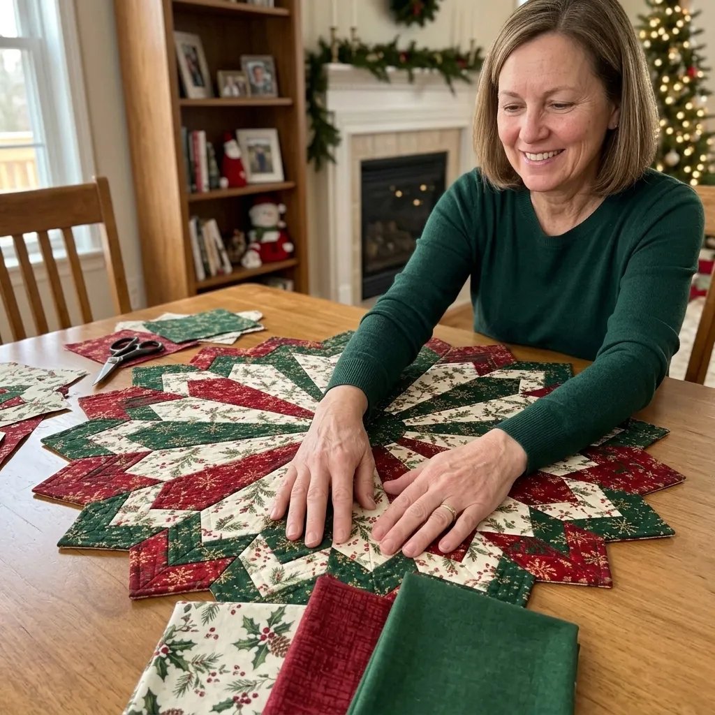 🎄Holiday Star Table Topper Quilting Template Set | DIY Sewing Kit, Not Finished Tablecloth