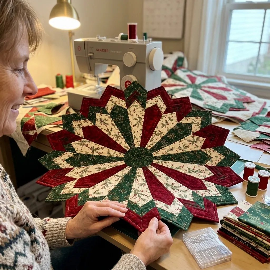 🎄Holiday Star Table Topper Quilting Template Set | DIY Sewing Kit, Not Finished Tablecloth
