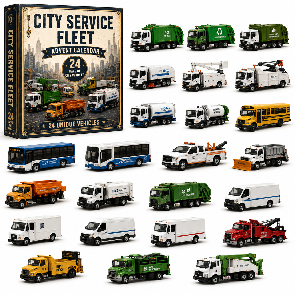 🚜Build the Fleet Collection 24-Day Vehicle Advent Calendar Series | ✨A New Adventure Every Morning