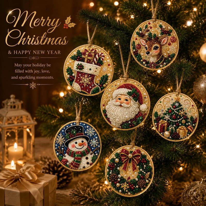 🎄6Pcs Christmas DIY Diamond Painting Ornaments Kit