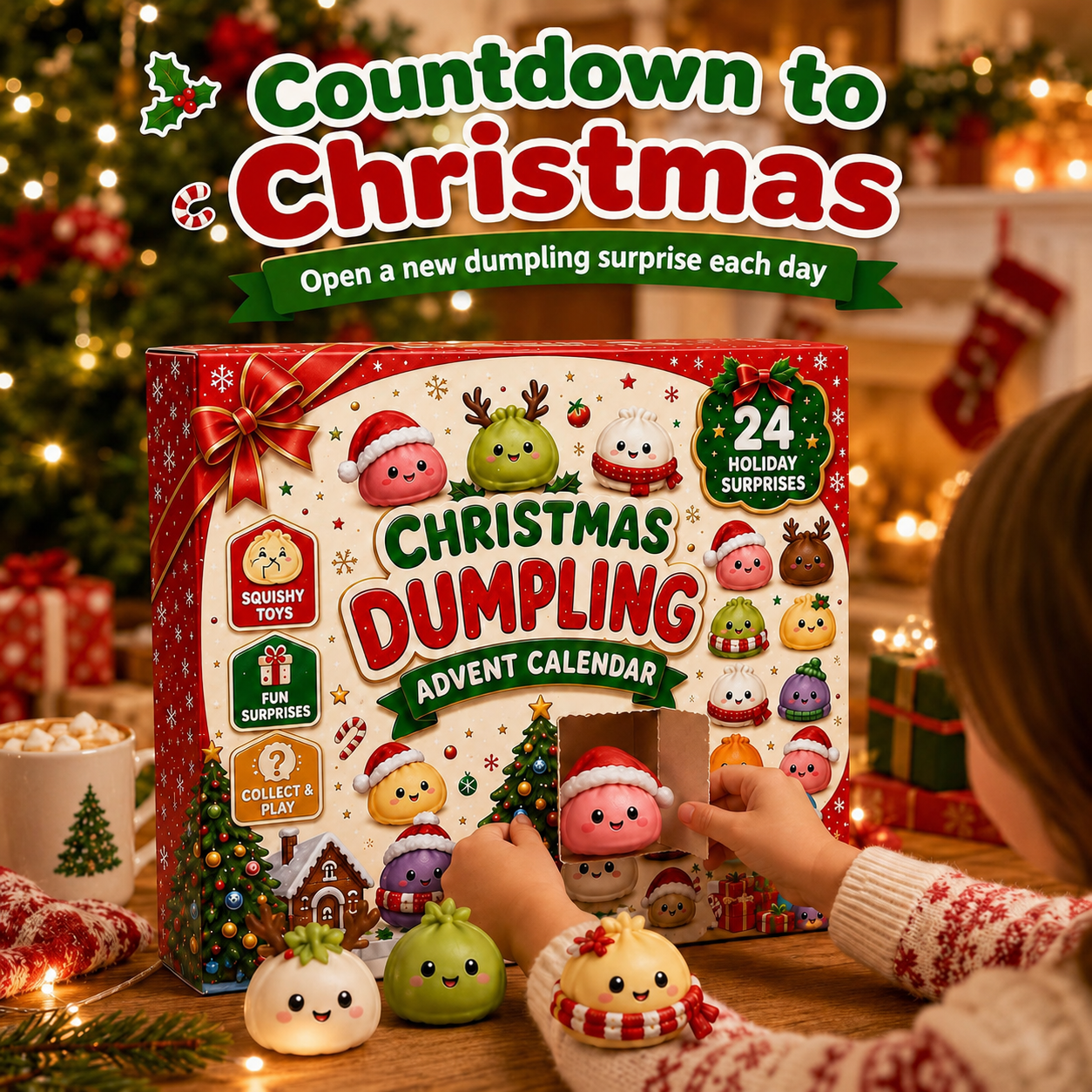 🎅2026 Christmas Squishy Advent Calendar - 24 Days Dumpling Squishies Toys