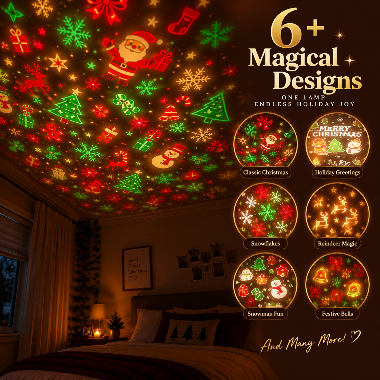 🎄Christmas Tree Projector – USB Holiday Projection Light with 6+ Festive Scenes