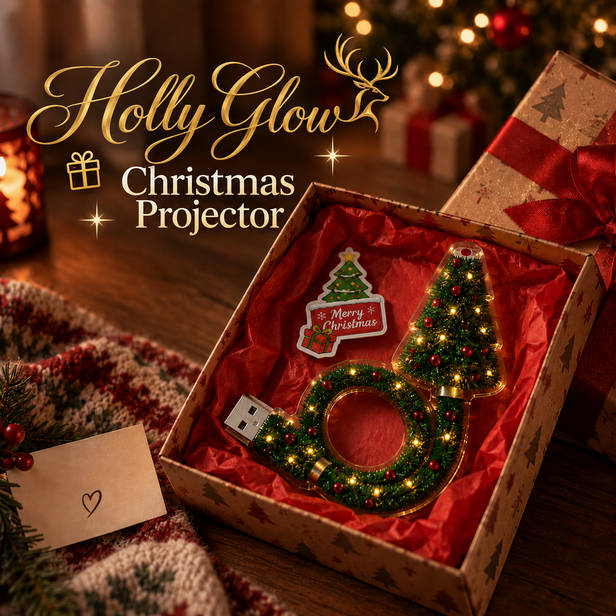 🎄Christmas Tree Projector – USB Holiday Projection Light with 6+ Festive Scenes
