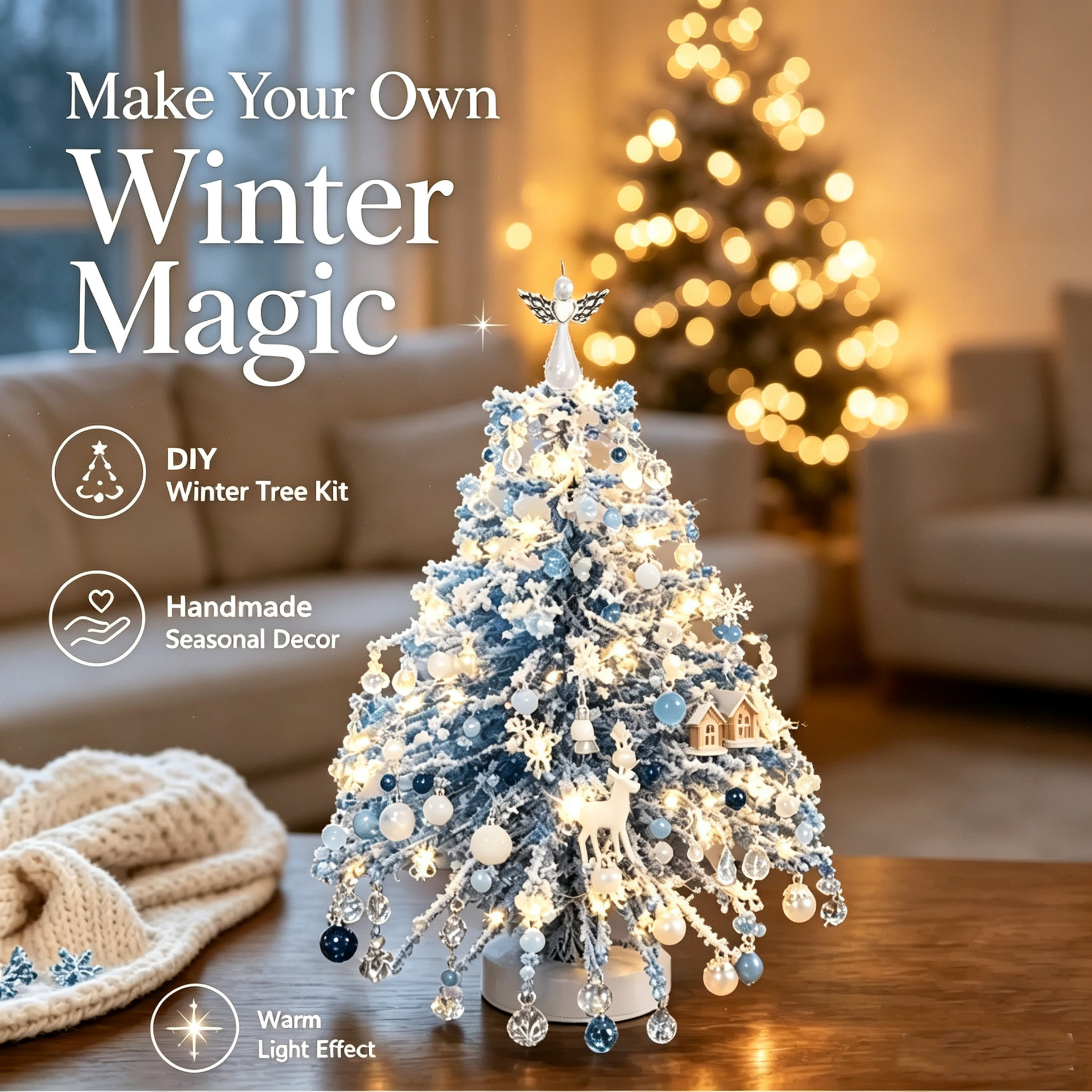 🎅Merry Christmas Sale 70% OFF🎄Mini Tabletop DIY Beaded Tree Craft Kit | Handmade Holiday Home Decor