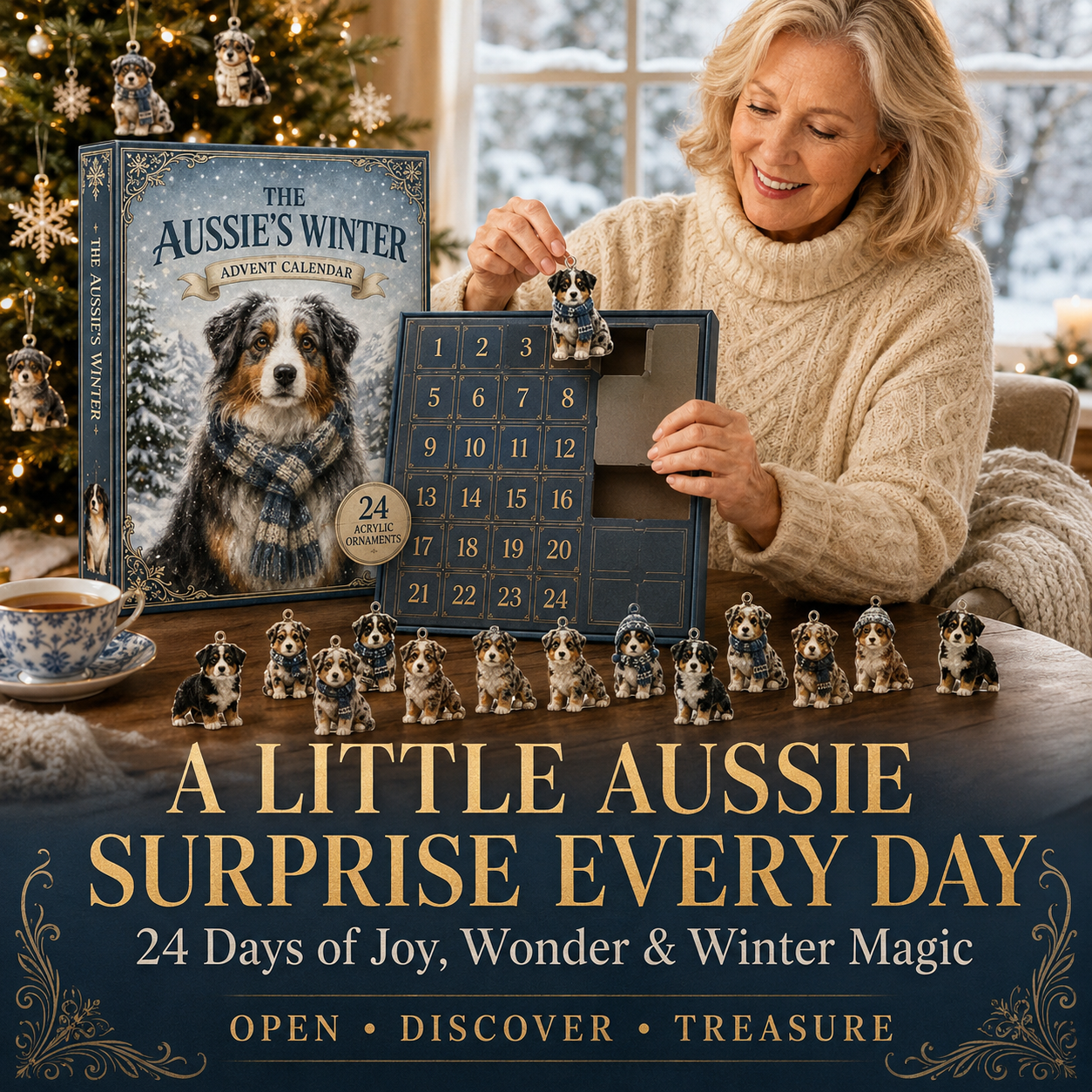 Winter Australian Shepherd Advent Calendar 2026 - 24-Day Festive Countdown