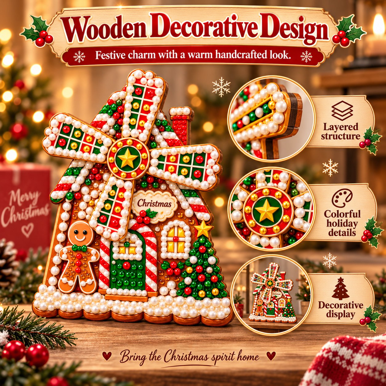Wooden Christmas windmill display inspiration