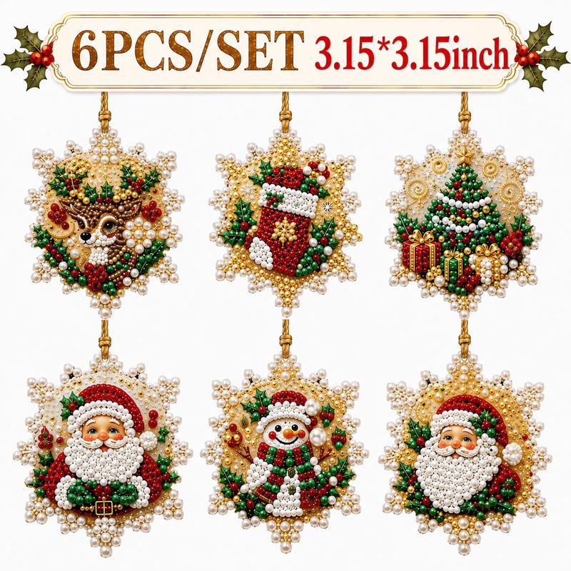 🎄6Pcs Christmas DIY Diamond Painting Ornaments Kit