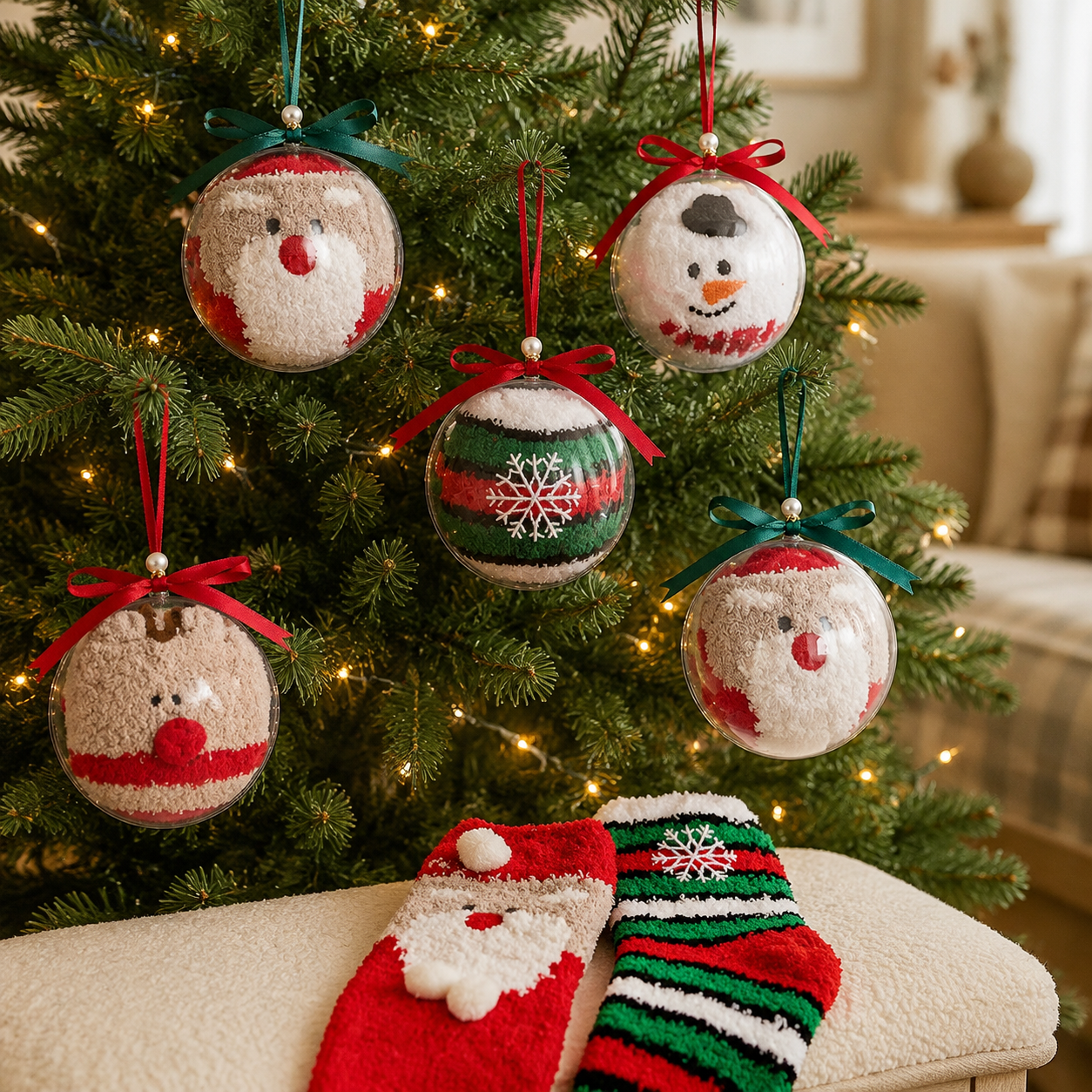🎄Christmas Surprise Ornament Socks – Cozy Gift Hidden Inside