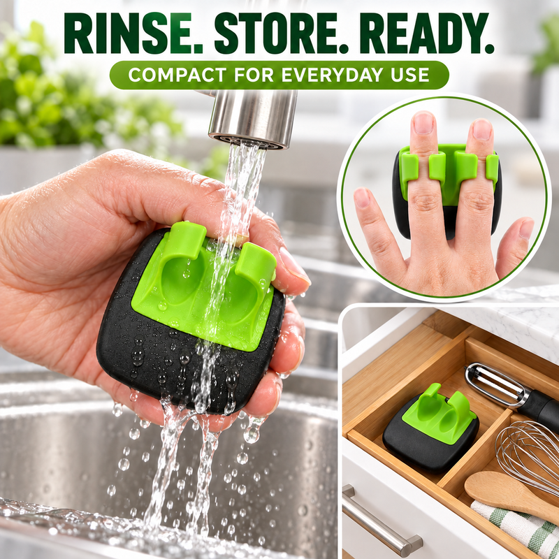 Easy-rinse cleaning for the two-finger kitchen peeler