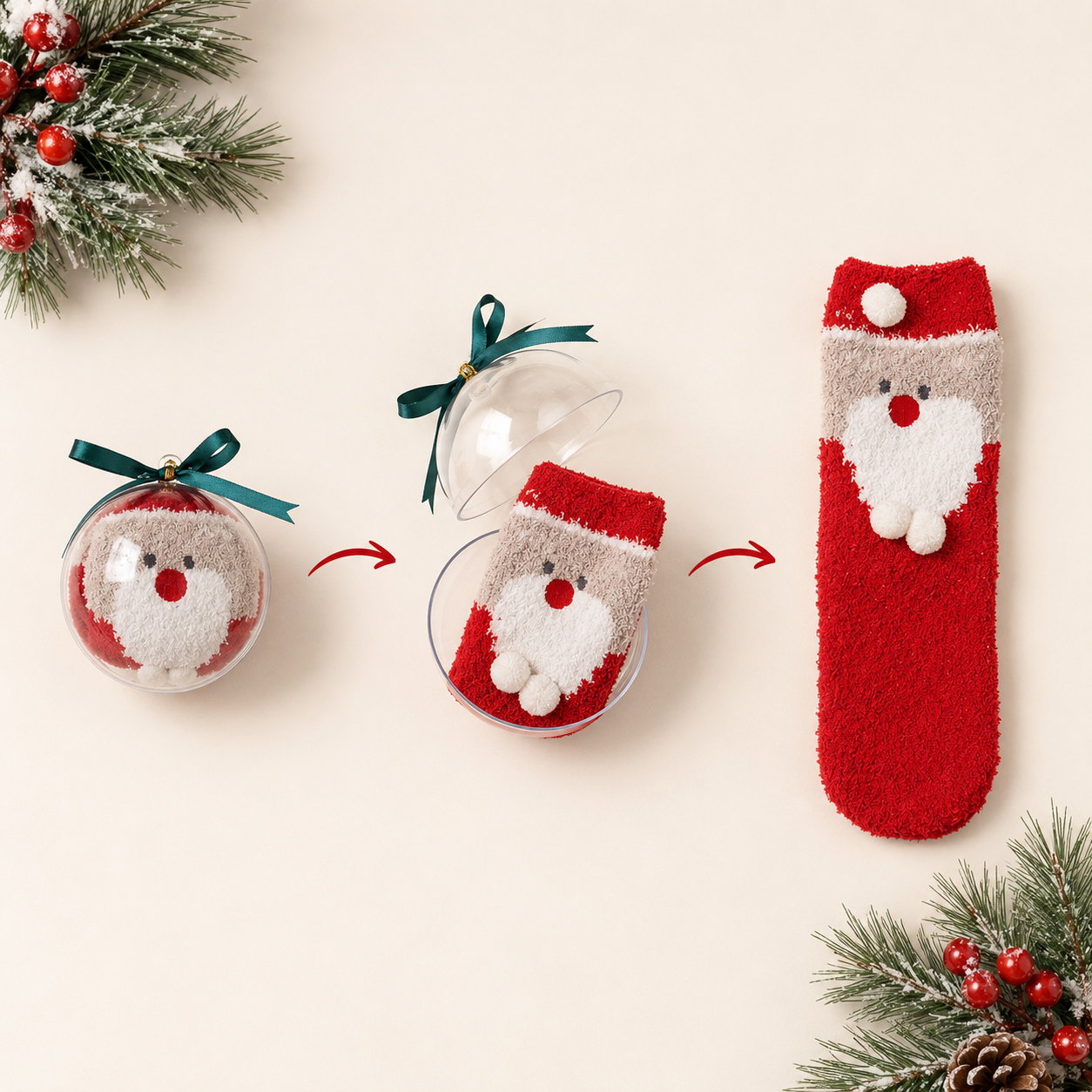 🎄Christmas Surprise Ornament Socks – Cozy Gift Hidden Inside