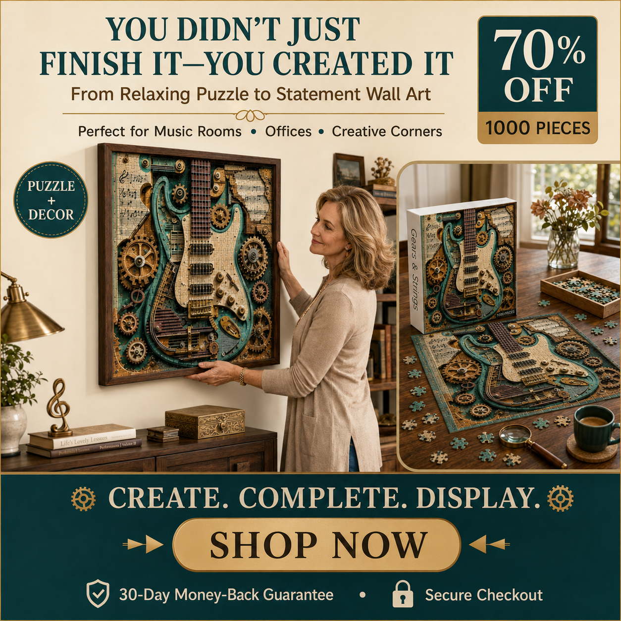 🔥LAST DAY 70% OFF 🧩Creative Steampunk Guitar 3D Puzzle