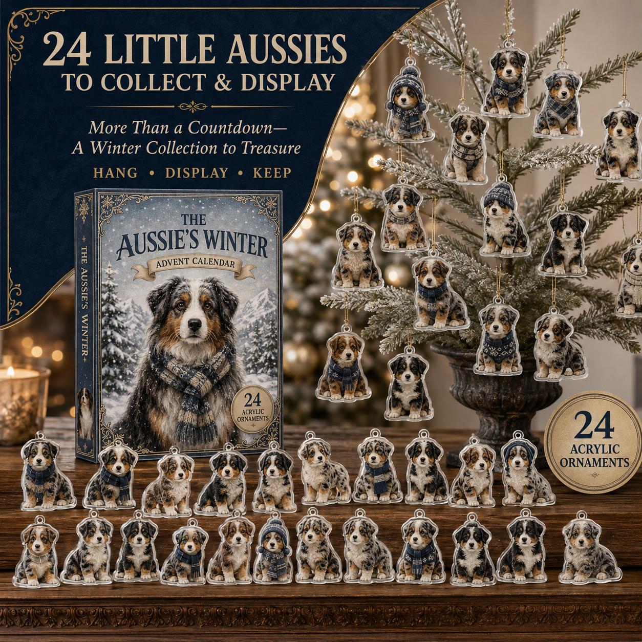 Winter Australian Shepherd Advent Calendar 2026 - 24-Day Festive Countdown