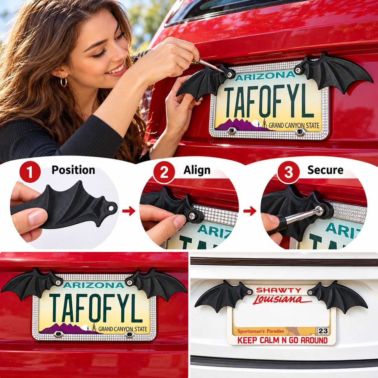 🔥HOT SALE 70% OFF - 🦇 Spooky Bat Wing License Plate Decor – Give Your Ride a Halloween Twist! 🎃(1 Pair)