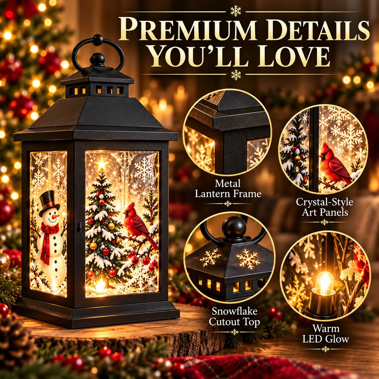 🏮Interchangeable Crystal Lantern – Light-Up Holiday Décor