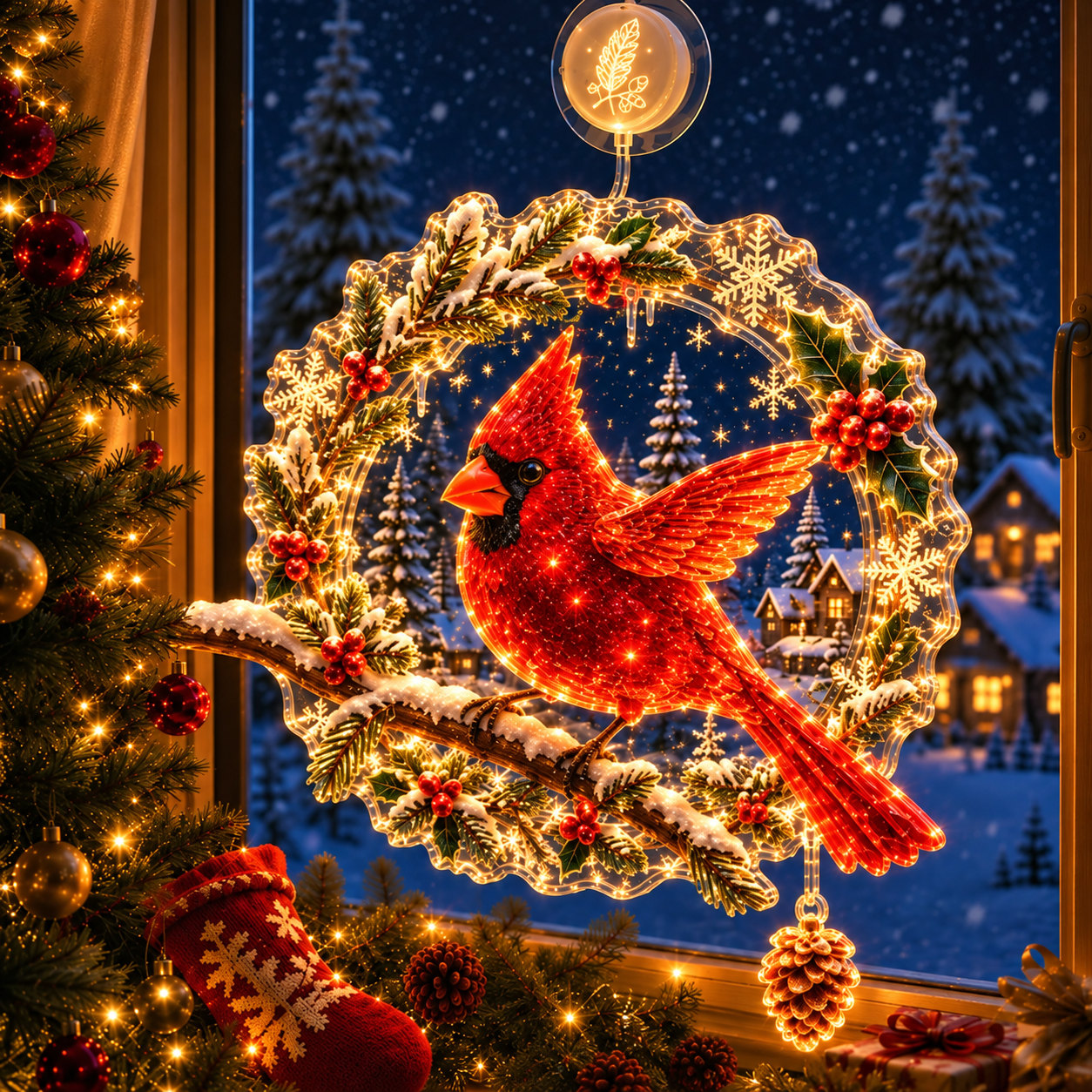 ✈️Last Day 70% OFF✨🎄Lighted Christmas Window Decoration with Suction Cup | Warm LED Window Light with Double-Layer Design & Multiple Festive Styles Flat Version✨