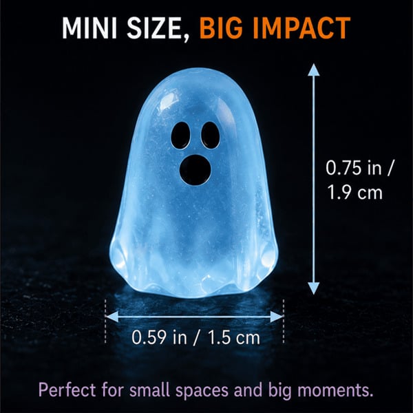💥👻 Glow-in-the-Dark Mini Ghosts – 8-Colour Halloween Mix