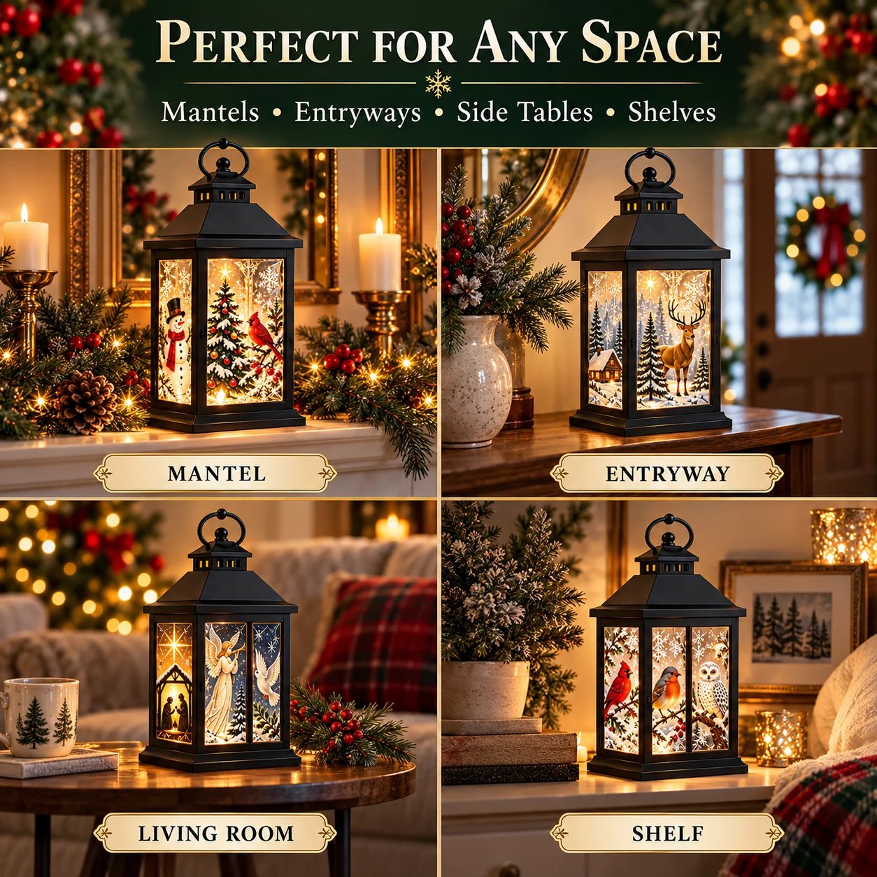🏮Interchangeable Crystal Lantern – Light-Up Holiday Décor