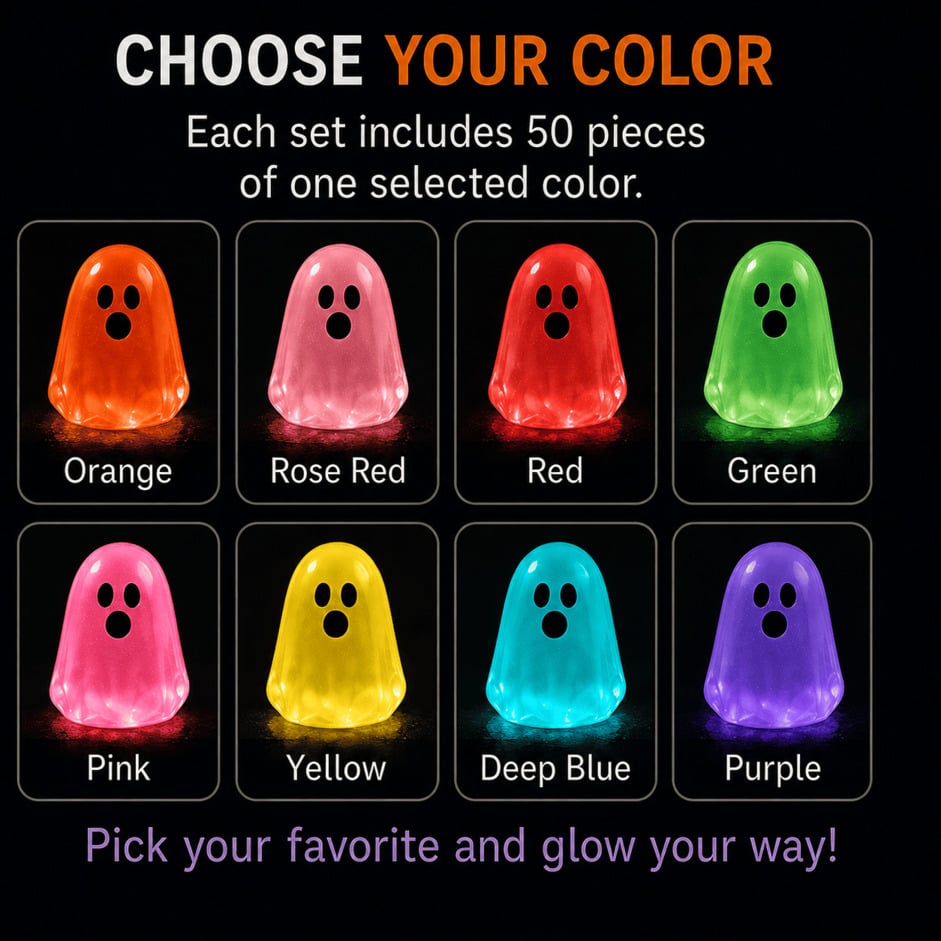 💥👻 Glow-in-the-Dark Mini Ghosts – 8-Colour Halloween Mix