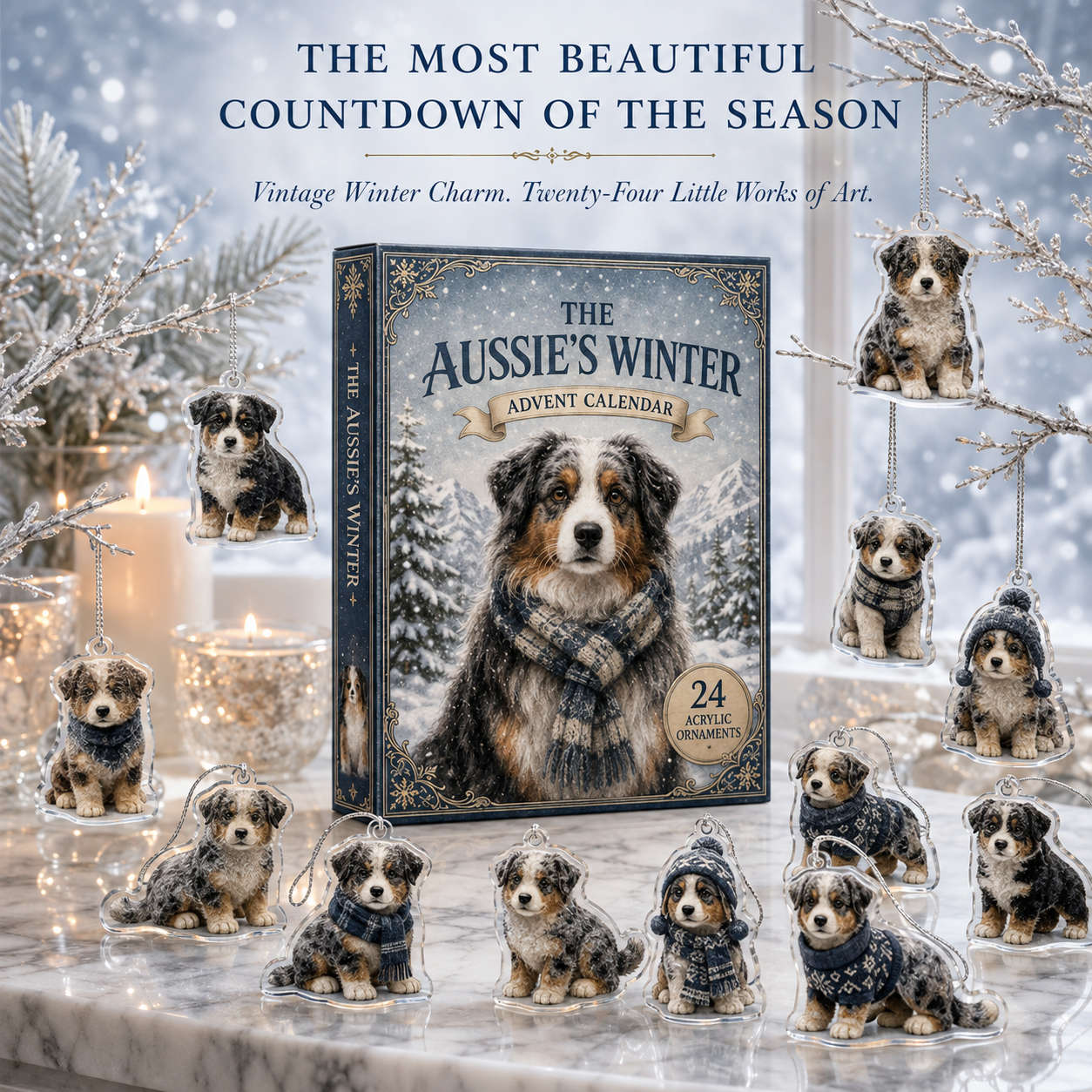 Winter Australian Shepherd Advent Calendar 2026 - 24-Day Festive Countdown