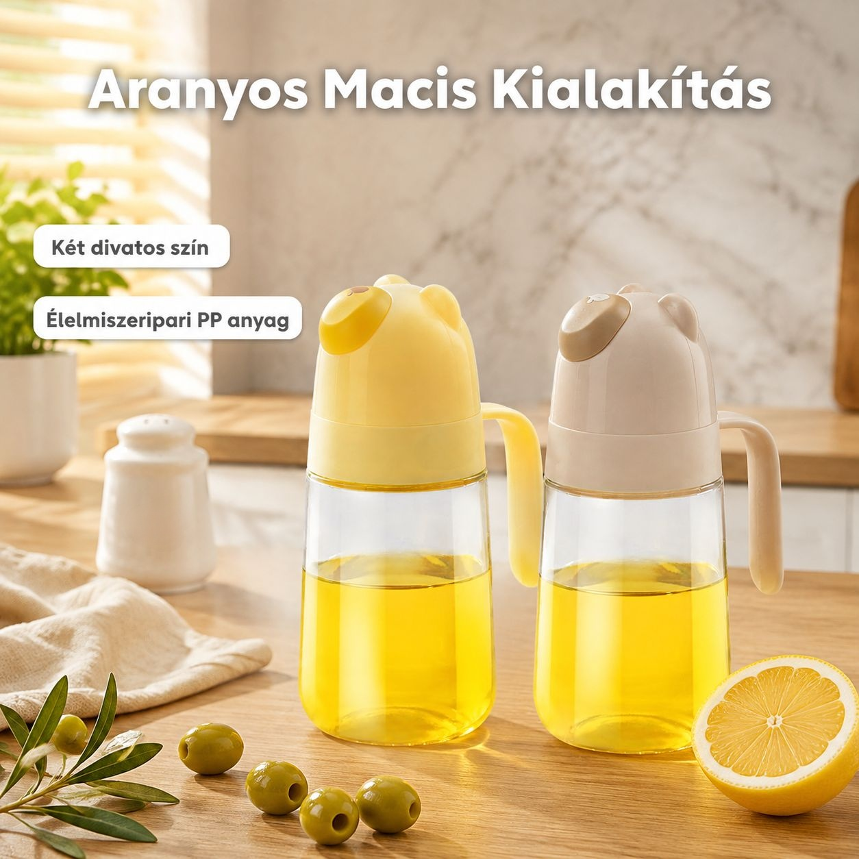 Nagy kapacitású üveg olajpalack konyhai és háztartási használatra