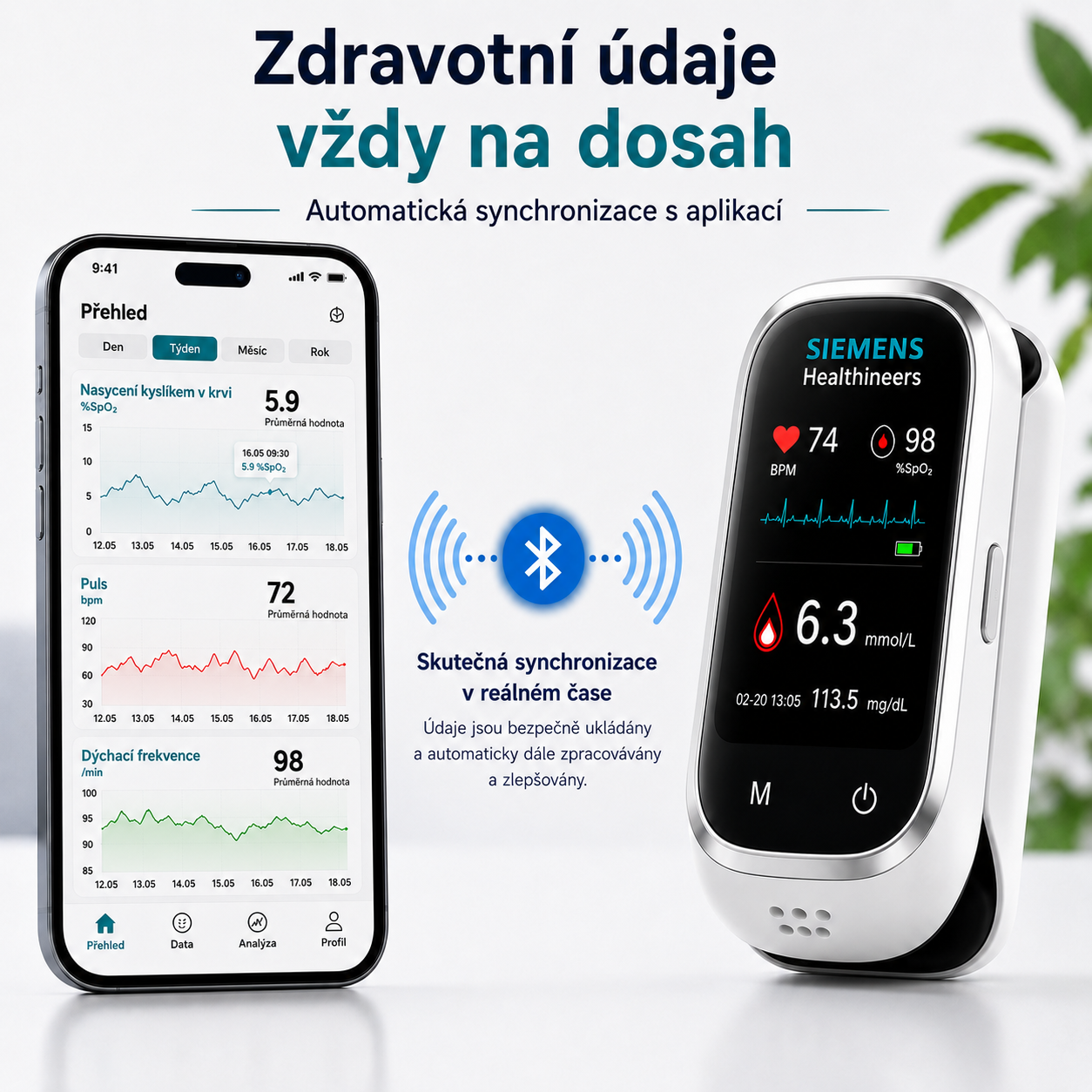 🩸 Siemens™ bezbolestný glukometr 11 v 1 Bez píchání do prstu • Bez testovacích proužků • Výsledek za pouhých 5 sekund