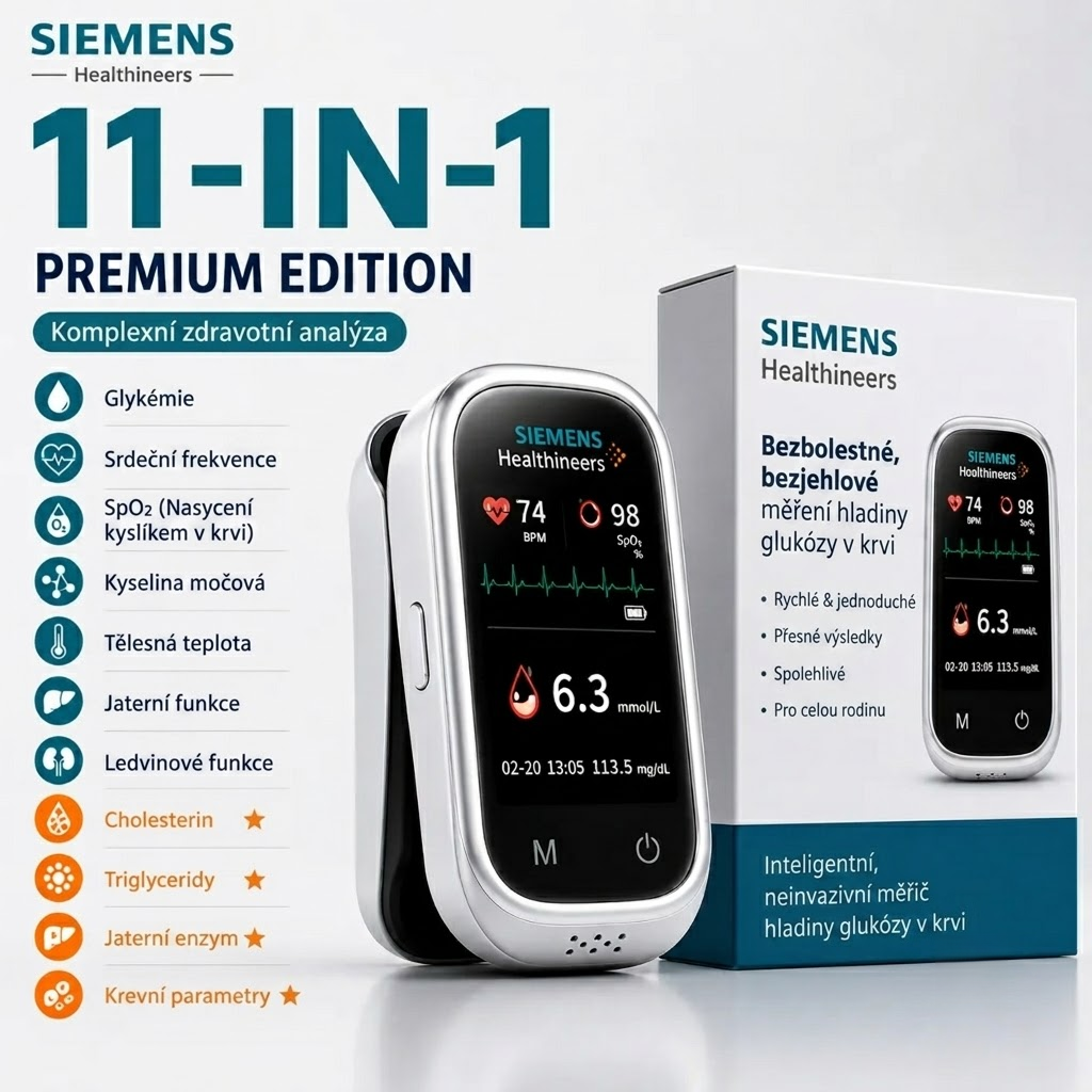 🩸 Siemens™ 11v1 bezbolestný glukometr bez píchání • Bez testovacích proužků • Výsledky za pouhých 5 sekund