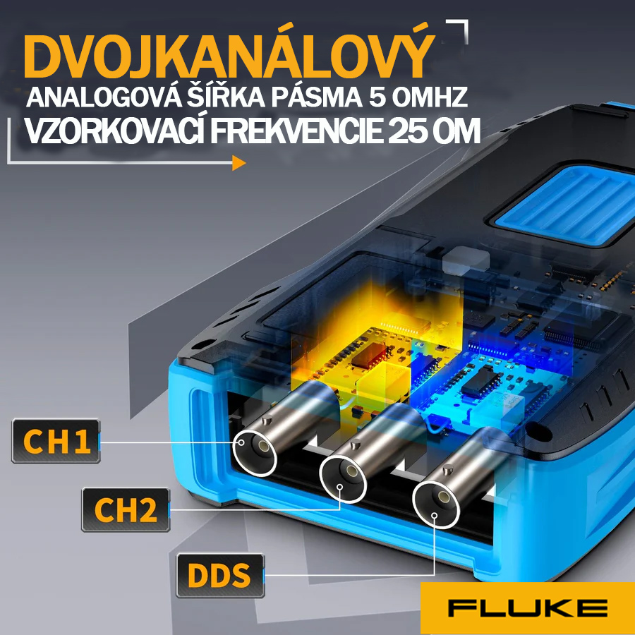 Fluke® 2C53T 50MHz 250MS/S Ruční 3v1 osciloskopový multimetr generátor signálu